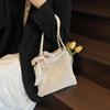 Natural Crochet Shoulder Bag for Women - Large Capacity Handwoven Beach Bag with Scarf, Summer Fashion Shopper Tote