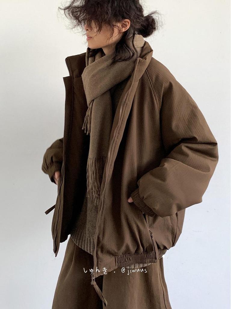 Unisex americká retro péřová bunda s vertikálními pruhy - Zesílený bavlněný kabát svrchní oděv, Ležérní všestranný design