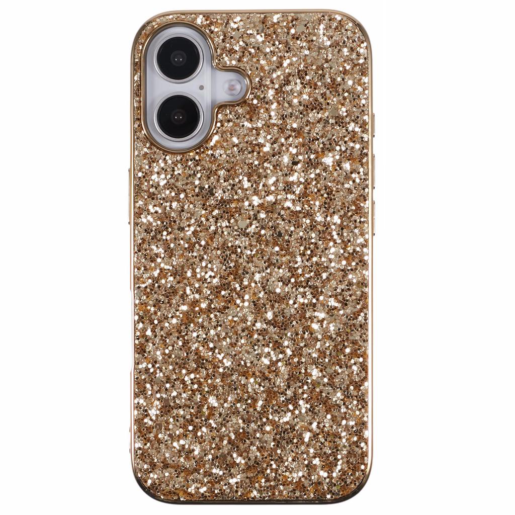 For iPhone 16 Plus Case TPU+PC Sparkling Glitter Phone Back Cover