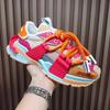 Unisex Chunky Sneakers Low Top Breathable Casual Shoes Men Women Comfortable Round Toe Leather Upper