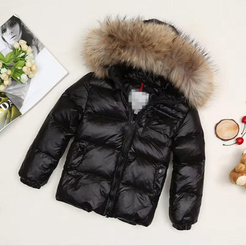 Winter New Style down Jacket for Boys and Girls, Korean Version, with Fox Fur Collar, Thickened, Mid-Length Children's Coat