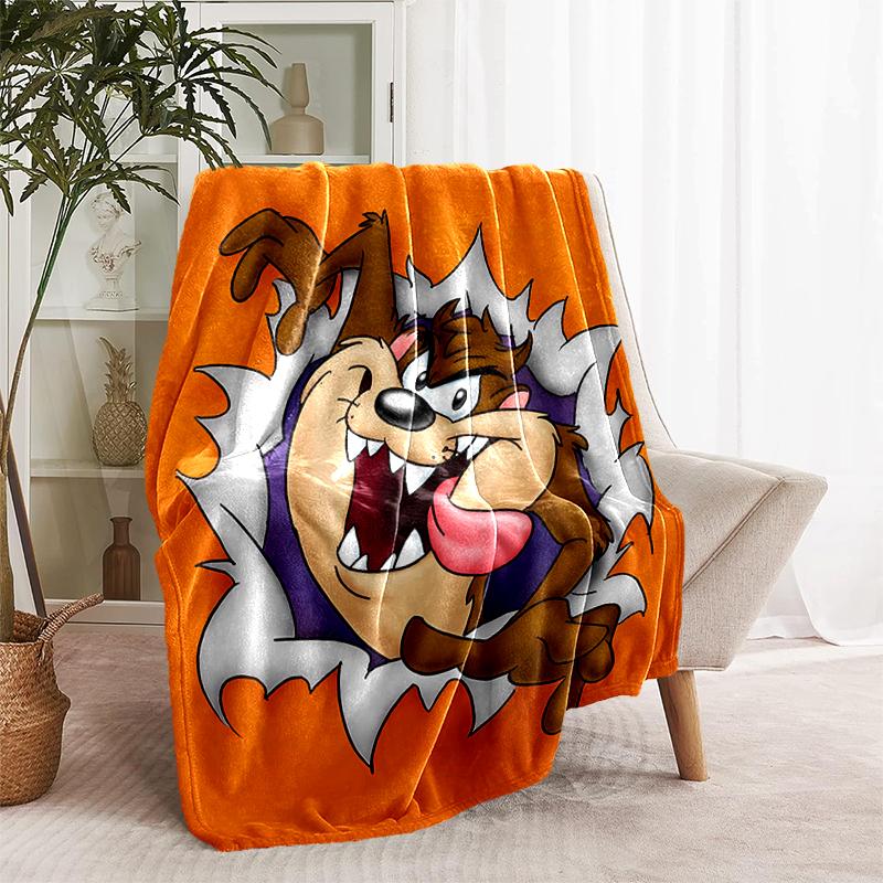1pc Blanket Taz Mania Print Design, Lightweight Blanket for Sofa, Bed- Soft &Warm, Gift for All Seasons like Christmas, Halloween