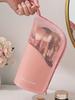1pc Pink Makeup Brush Case With Zipper,Transparent Waterproof Travel Makeup Brush Holder ,Portable Makeup Brush Bag