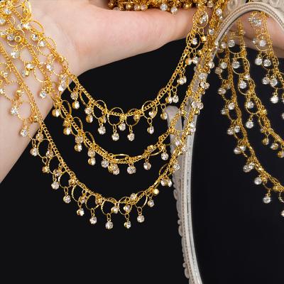 50CM Transparent Crystal Round Charm 10mm Circle Tassel Beaded Copper Short Waist Chains Necklace Bracelet DIY Jewelry Making