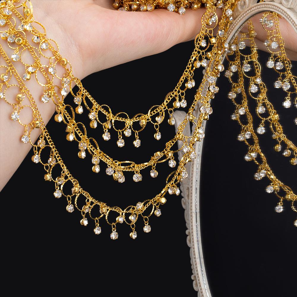 50CM Transparent Crystal Round Charm 10mm Circle Tassel Beaded Copper Short Waist Chains Necklace Bracelet DIY Jewelry Making