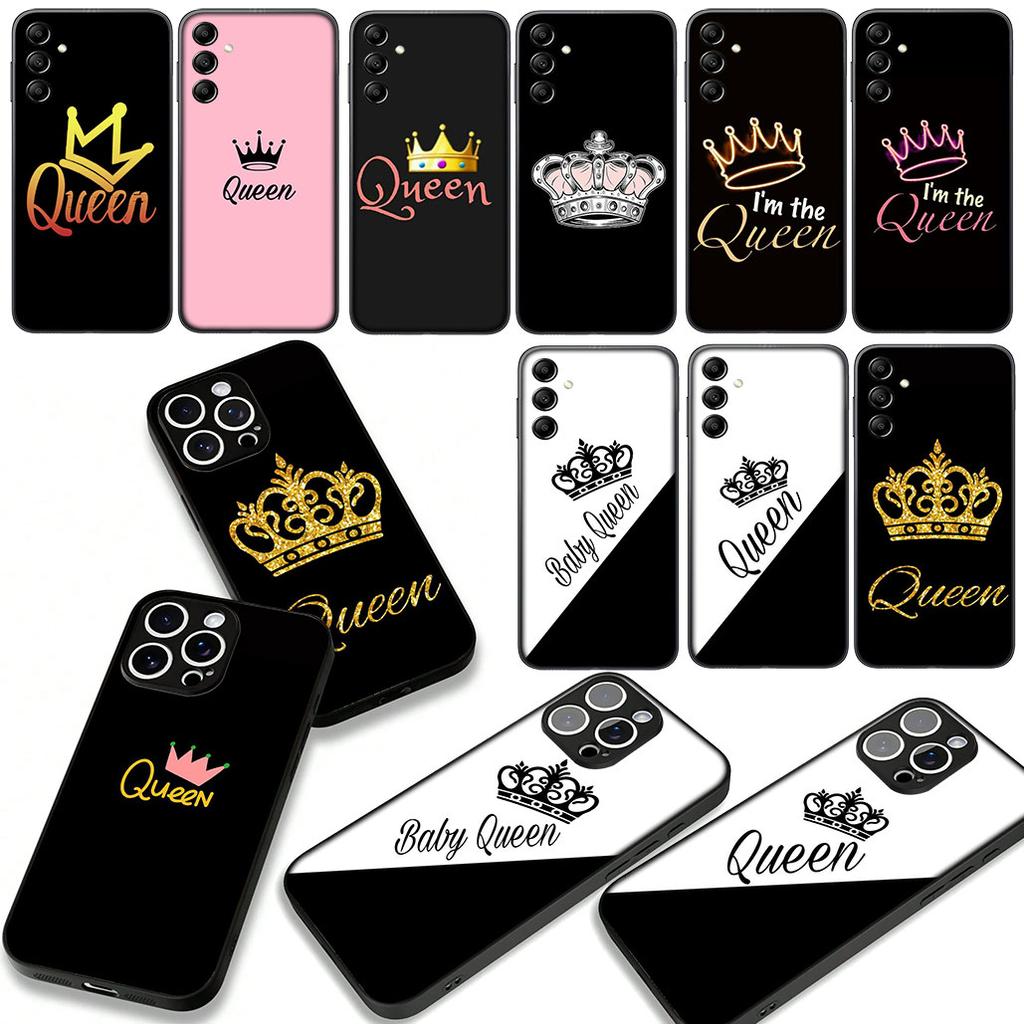 Queen King Princess Crown Phone Cover Case for Apple iPhone 16 15 14 Plus 13 12 Mini 17 Pro Max + 16E Air 16+ ProMax Casing