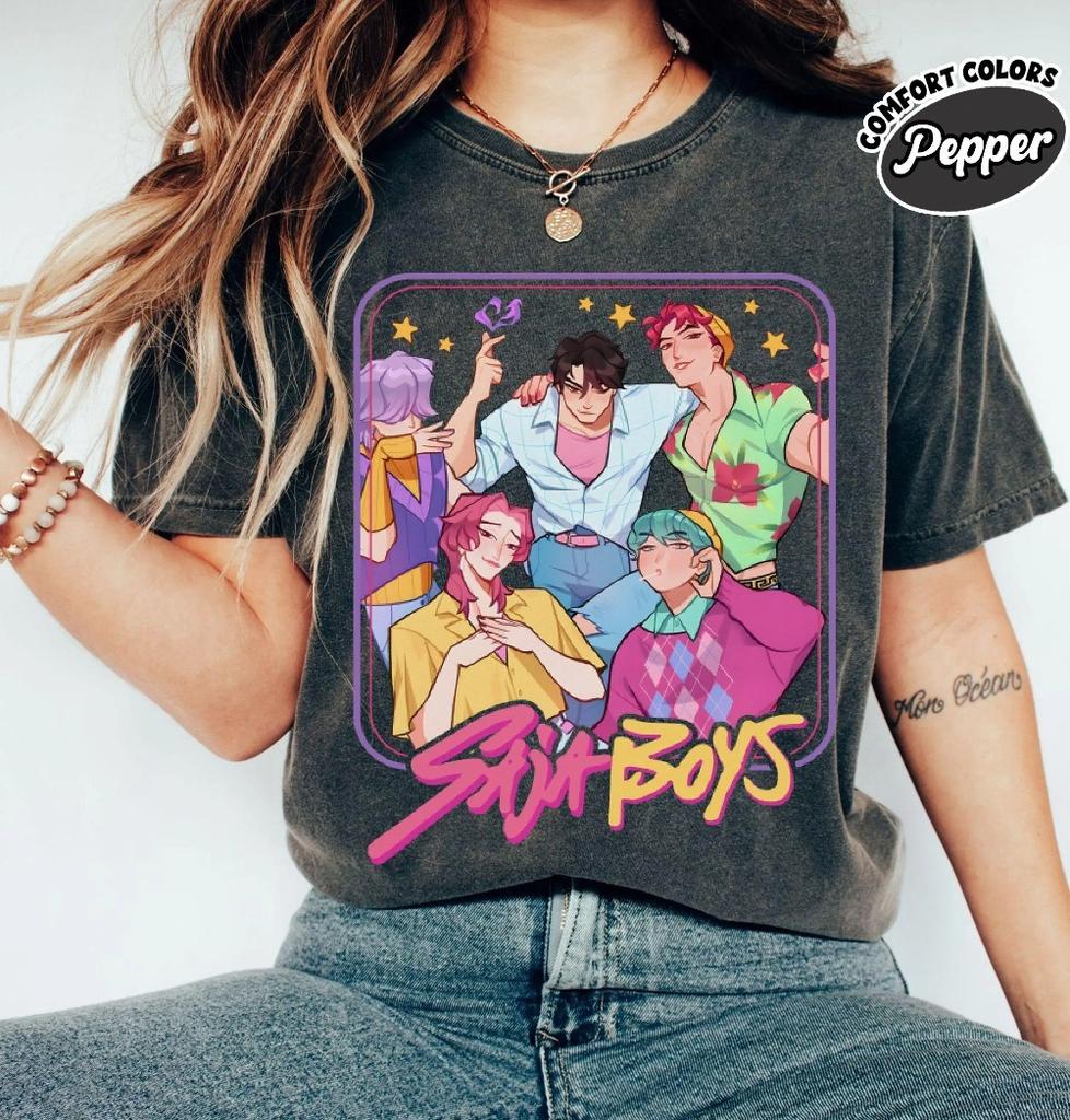 Saja Boys Boy Band Shirt Kpop Demon Hunters Movie Shirt Bootleg Retro Movie Shirt Demon Hunters Merch Shirt Saja Boys T-shirt