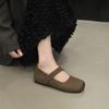 Square head retro ballet shoes female outer wear fairy style flat shoes 2025 new one-pedal Mary Jane shoes