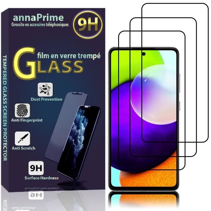Film de protection d'écran - VCOMP - Samsung Galaxy A72 - Verre Trempé - Pack de 3 - Noir