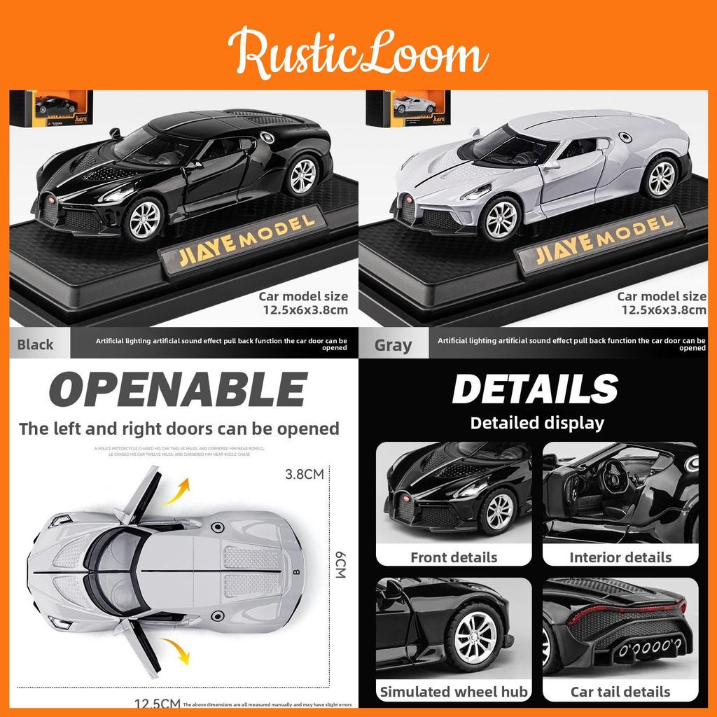 Model Bugatti Car 136 Alloy Toy Children Sound Light Playroom Gifts Collecting