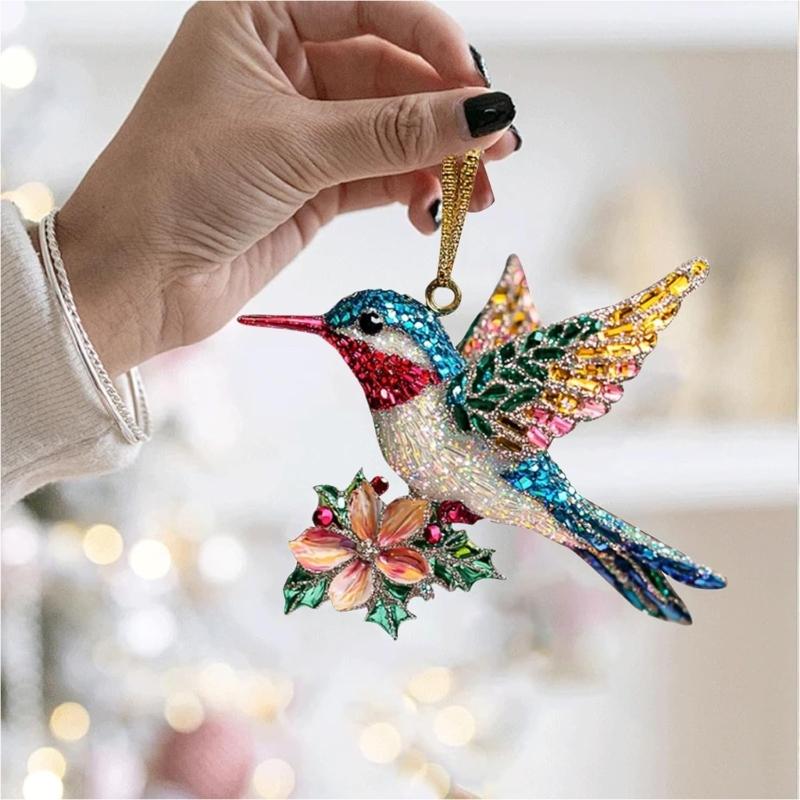 Hummingbird Hanging Ornament Acrylic Bird Pendant Christmas Tree Decoration For Festival Tree Wreath Window Display