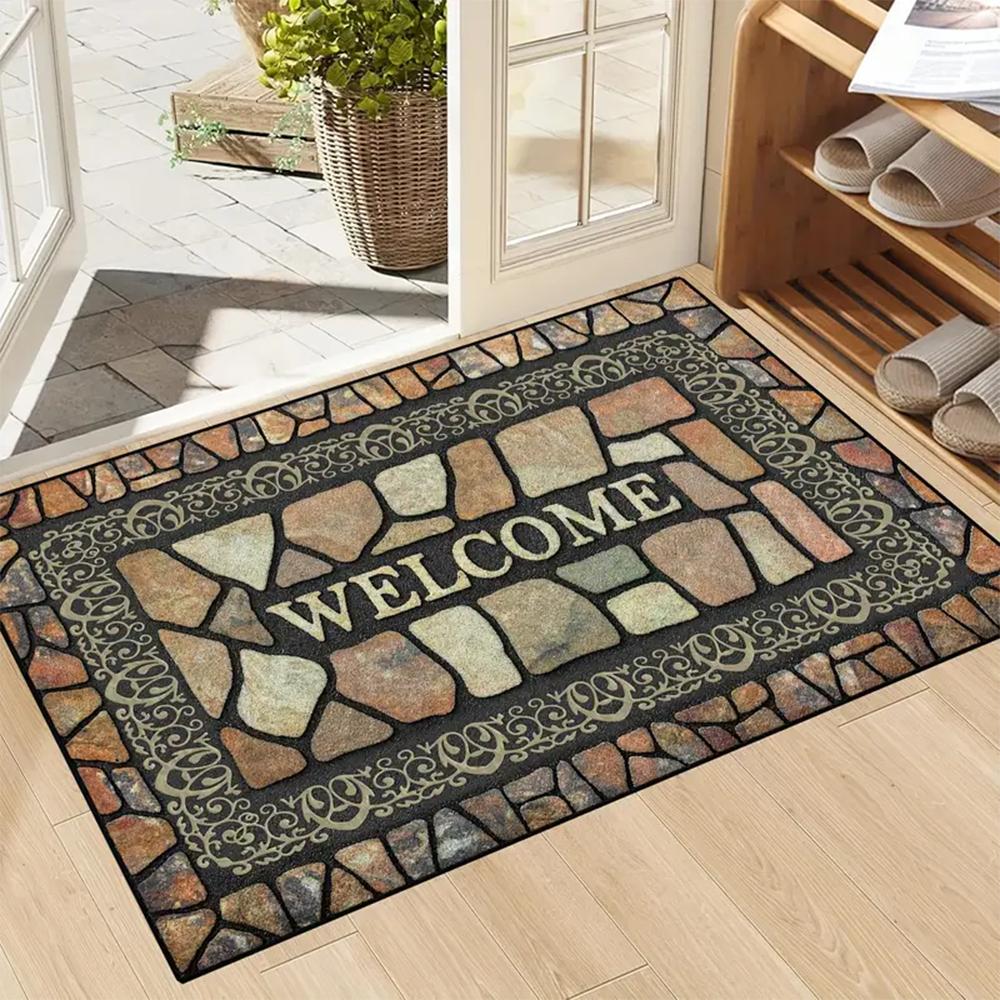 

Non-Slip Absorbent Stone Pattern Welcome Doormat Indoor And Outdoor Entrance Carpet Home Decoration Floor Mat 40x60cm