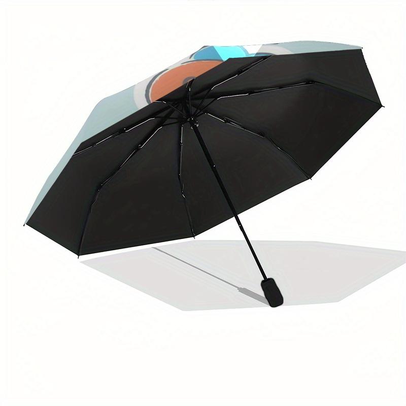 Cute character,Kawaii design Automatic Folding Umbrella Simple 8 Rib Design, Bright Cartoon Pattern, Durable Iron Frame, Suitable For Travel