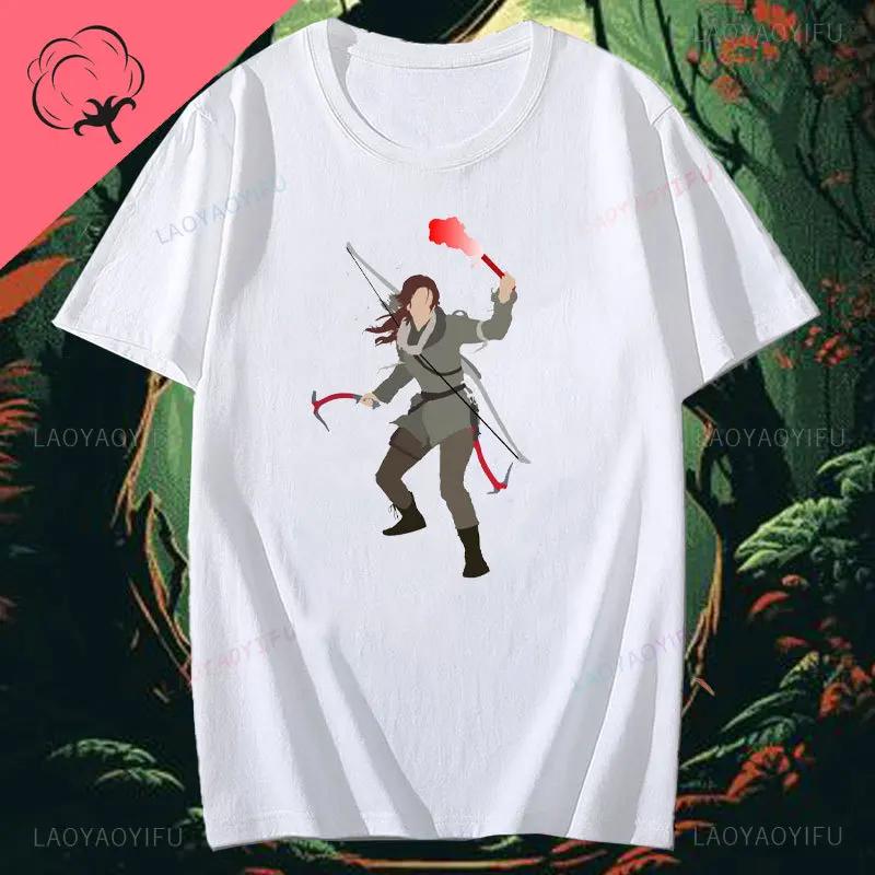 Tomb Raider Lara Croft Unisex Printed Cotton Tshirt Action Adventure Game Fan Graphic Tee Streetwear Casual Top For Gamers