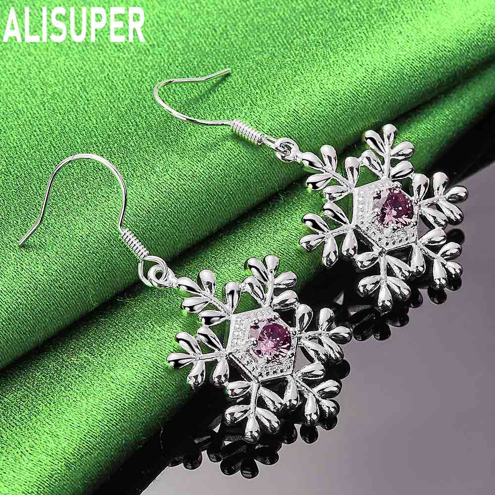925 Sterling Silver Luxury AAA Zircon Snowflake Earrings - Stylish Evening Jewelry