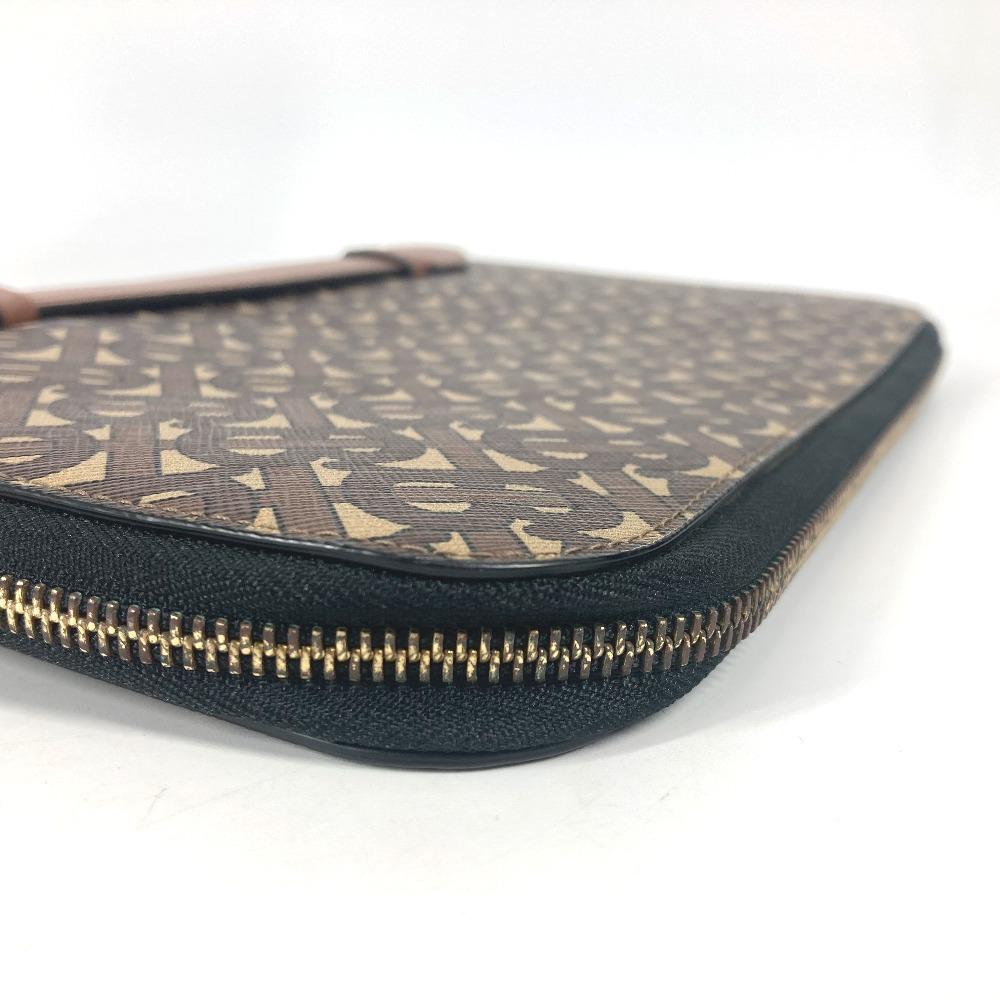BURBERRY TB logo Bag Cluch Bag Pouch Clutch bag Leather/Canvas Brown