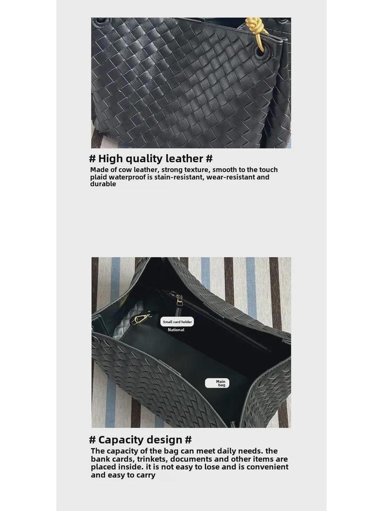 2024 Herbst/Winter Damen Handtasche aus echtem Leder, gewebt: Große Fallschirm-Umhänge- & Crossbody-Tasche