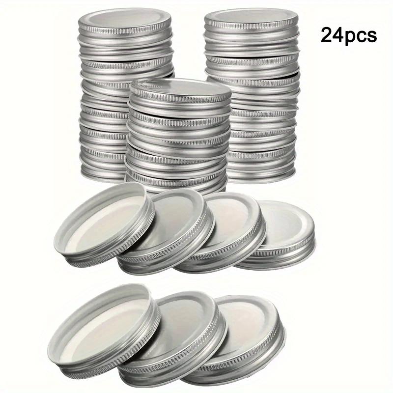 

24-pack Standard-sized Plastic Mason Jar Lids - Leak-proof, Secure and Durable Storage Lids for Home Canning and Preservation серебряный