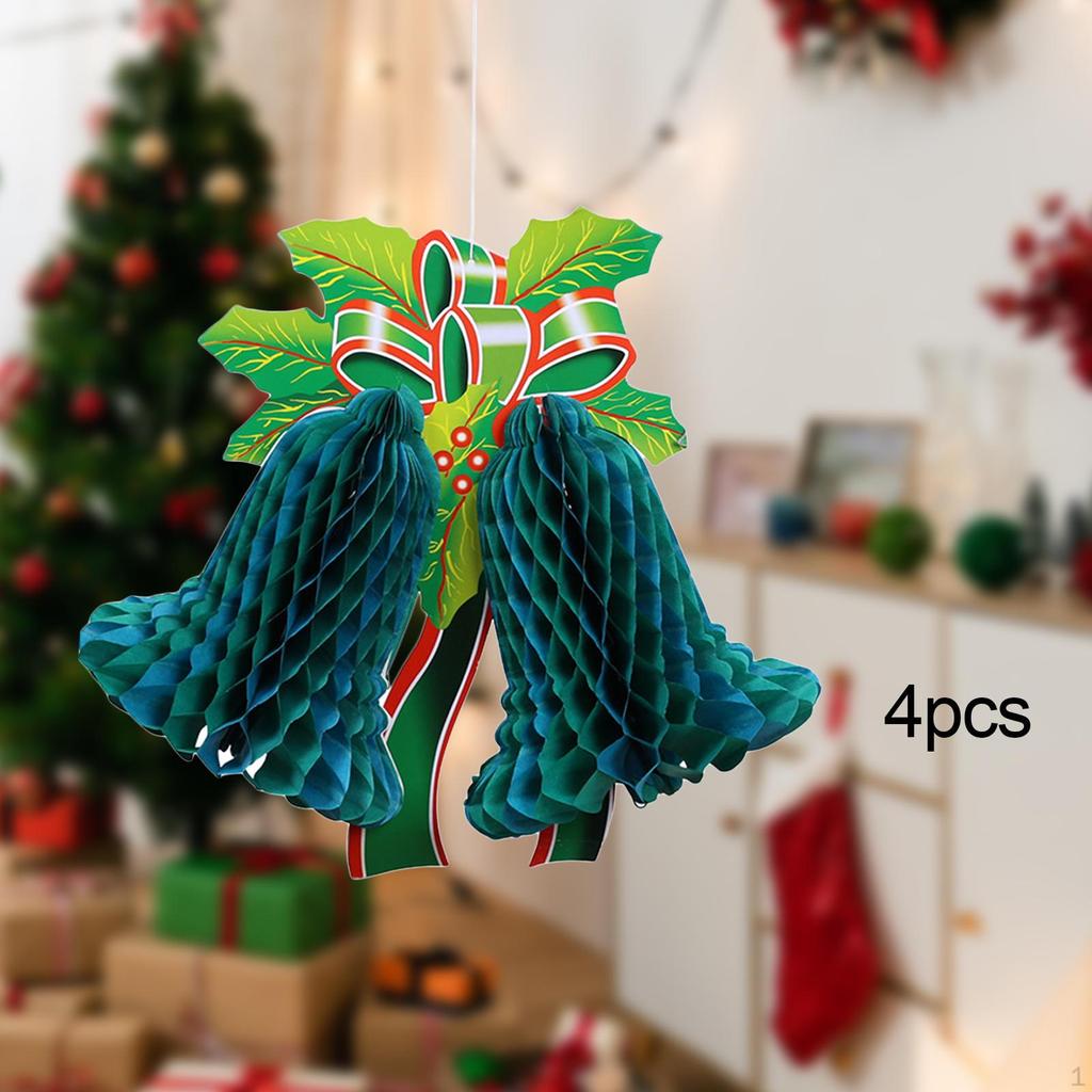 Christmas 3D Paper Lantern Hanging Decorative Crepe Garlands Holiday Decoration for