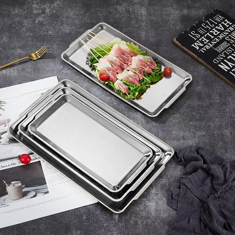 1PC Rectangular Dining Table Decoration Storage Tray New Stainless Steel Material Tray Outdoor Multiple Sizes Available