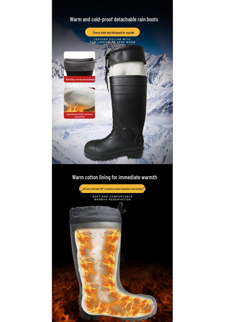 High-Top Cotton Winter Work Boots: Warm, Anti-Smash, Puncture-Resistant, Anti-Slip, Oil-Resistant, Steel Toe and Sole, Waterproof.