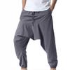 Men Spring HaremSummer Japanese Large Size Cotton Linen Casual Long Collar Pants