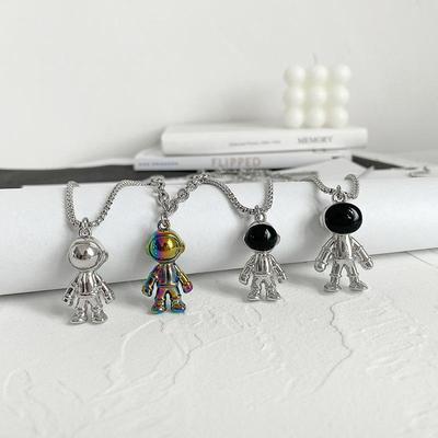Children's Astronaut Pendant Necklace: Trendy Men’s Hip Hop Titanium Steel Disco Style
