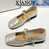 Leather shallow mouth single shoes soft sole not tired feet women's shoes new summer skirt flat Mary Jane shoes