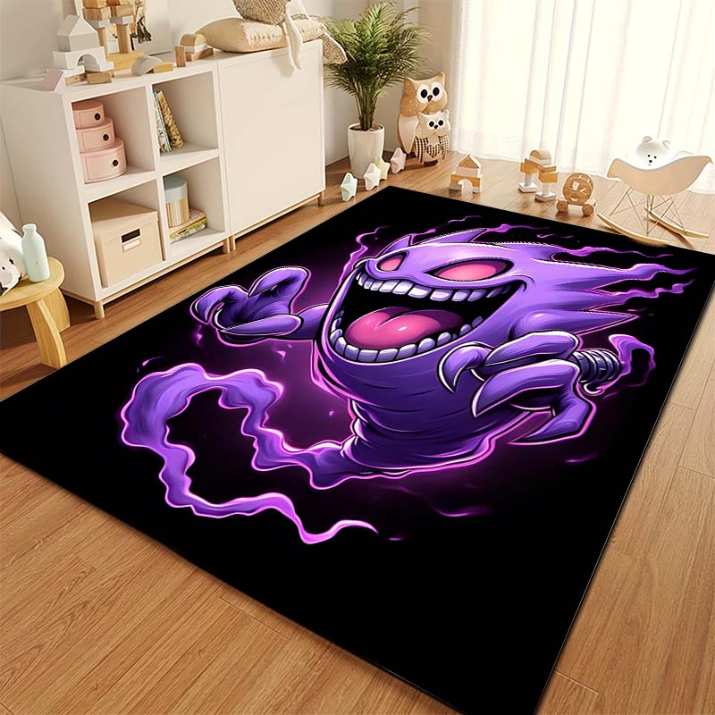 Best Seller! P-Pokemon Cartoon Carpets with Gengar Printed, Living Room Bedroom Floor Mat Balcony Garden Non-Slip Rug Great Gift