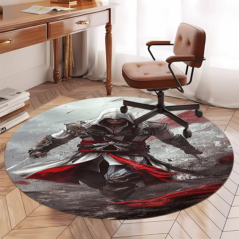 Assassin's Creed Printed Round Rug Carpet Chair Rug Area Rug Entryway Doormats,for Office Chair Living Room Bedroom Kitchen Room.