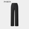 PORTS Women's Black Textured Wool Blend Straight-Leg Pants
