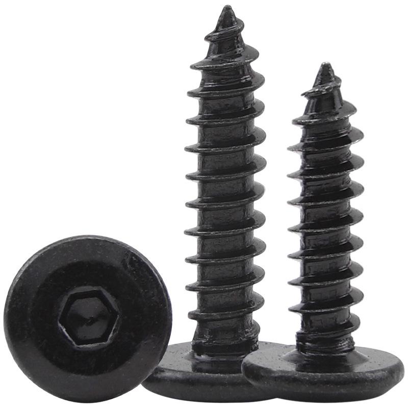 Carbon Steel Black Chamfered Hex Socket Self-Tapping Screws M3/M4/M5