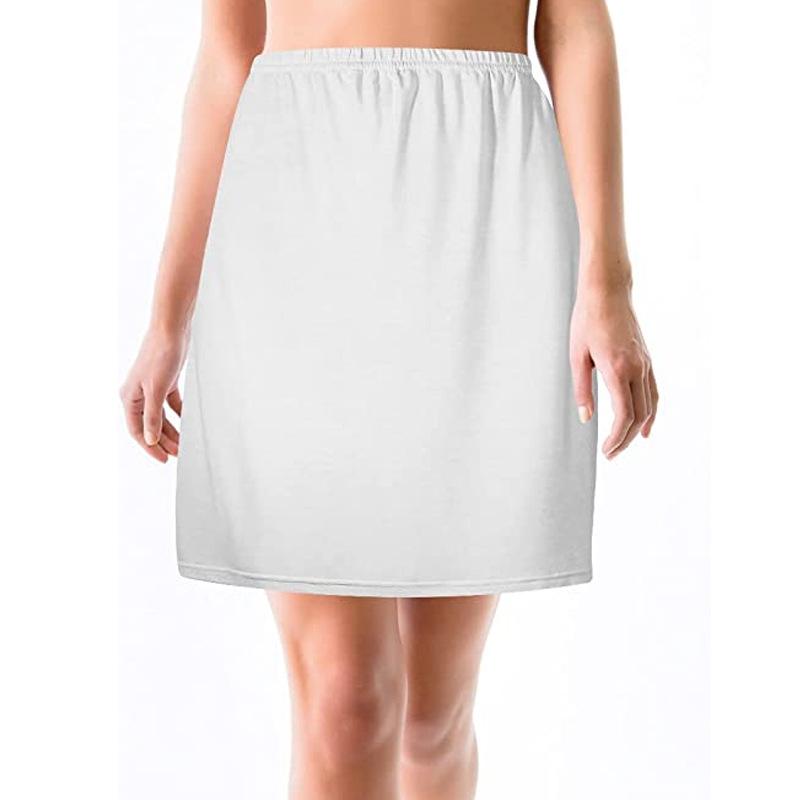 Women's Elastic Waist Half Slip A-Line Skirt High Stretch Milk Silk Solid Underskirt Anti-Transparent Safety Liner Skirt
