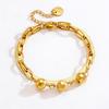 Female style bead double-layer stainless steel bracelet snake bone chain jewelry accessory