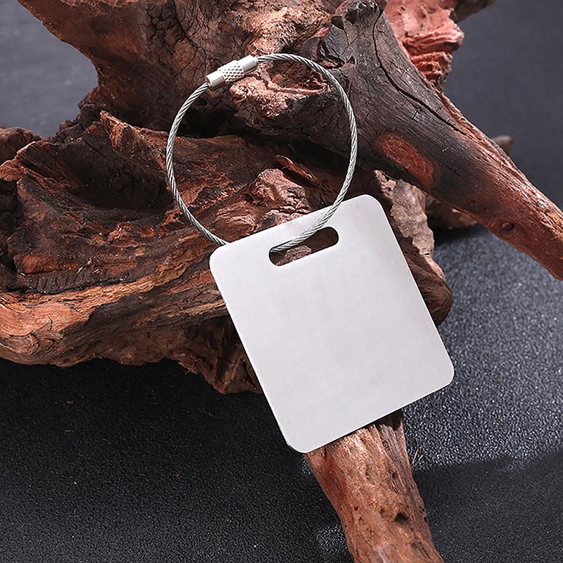 Stainless Steel Tag Keychain Lightweight Durable 1Pcs with Steel Wire Loops Luggage Keyring for Hiking Business Trip Use
