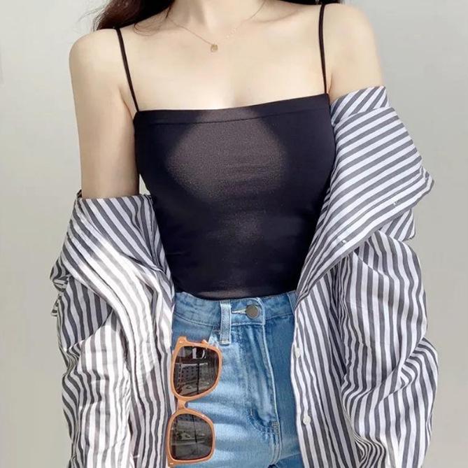 Summer 1806 Women's Solid Color Camisole Vest with Chest Pads - Beautiful Back Bandeau Top