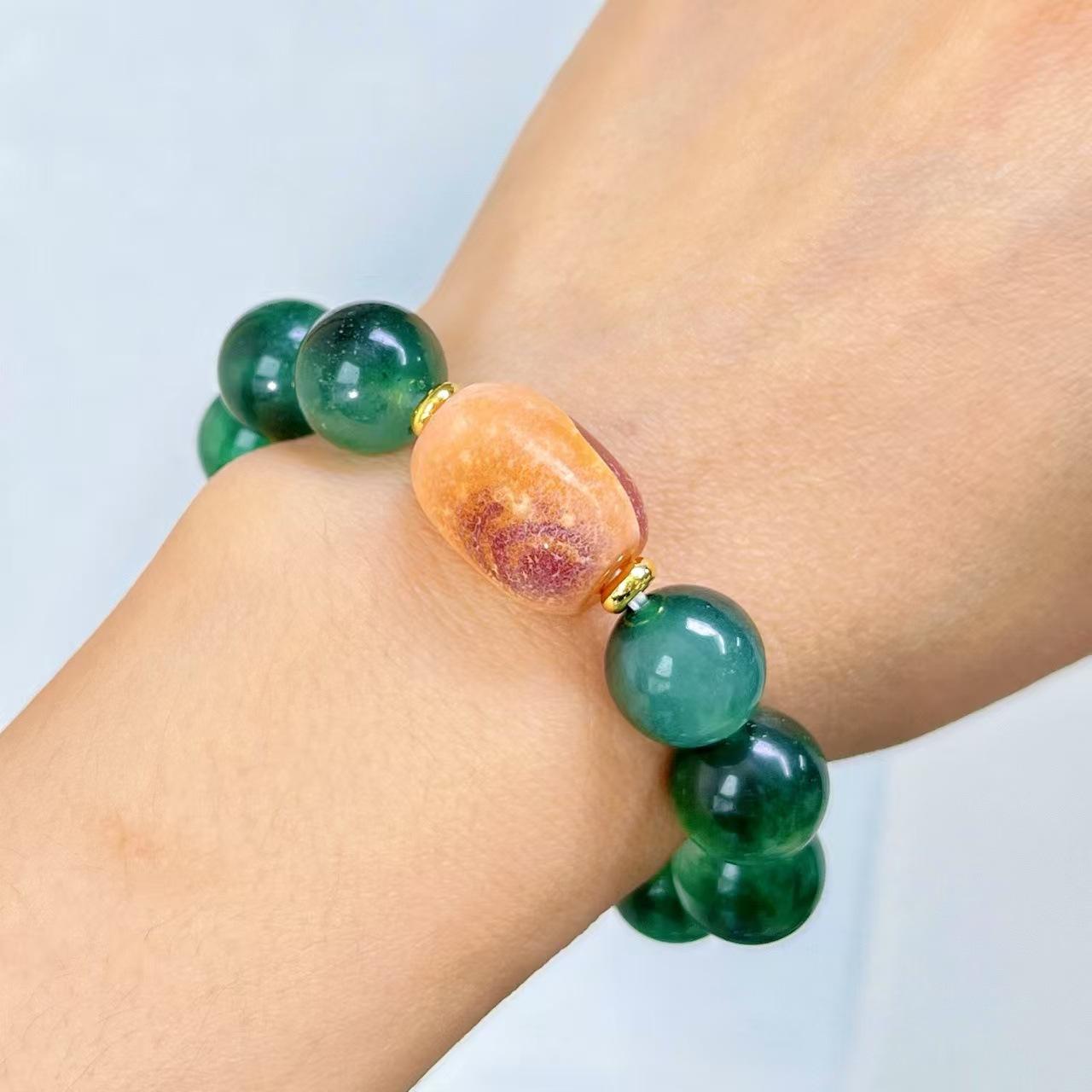 Retro Design Feeling Aquatic Agate Color Quartzite Natural Old Agate Bracelet Bracelet