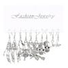 5-Piece Halloween Silver Spider, Skull, Pumpkin Earrings