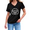 Inspirational Text Printed Top Loose Casual Simple V-neck Short Sleeved Women's T-shirts