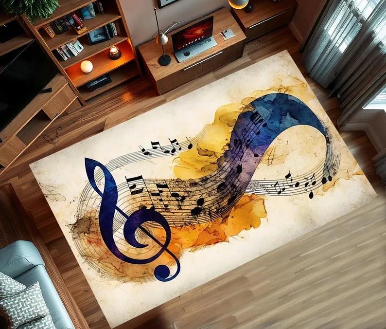 Tappeto Appassionato di Musica Foglio Musicale Spartito Zerbino Ingresso Vintage Camera da Letto Comodino Divano Tappeto Decorazione per la Casa