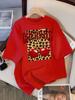 Leopard Cherry Creative Design Womens Tee Shirts Cotton Casual T Shirt Summer O-Neck Streetwear Soft Oversized Short Sleeve