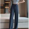 Women's High-Waist Ice Silk Wide-Leg Summer Pants – Lightweight, Loose, Straight, Anti-Mosquito Design.