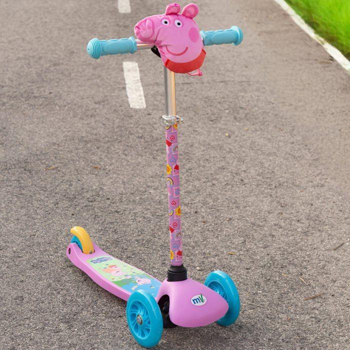 Trottinette enfant 3 roues - Peppa Pig - Licence officielle Peppa Pig - Plateforme antidérapante - Guidon réglable