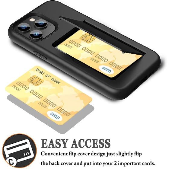 for iPhone 15 Pro Case with Card Holder,Credit Card Slot Protective Wallet Case - Black
