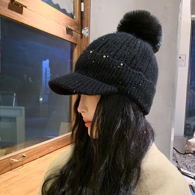 Women's Knitted Hat Warm Ear Protection Autumn and Winter Solid Color New Knitted Hat