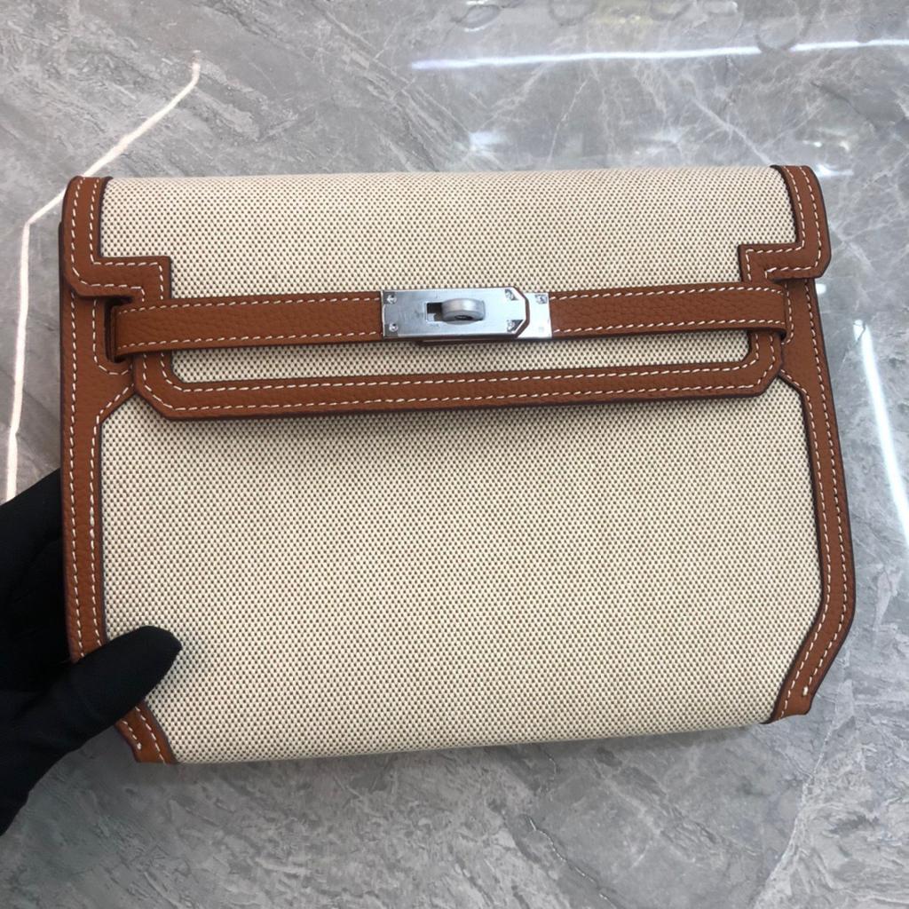 Niche Design New Bag Canvas with Cowhide Crossbody Bag Underarm Messenger Bag Casual Lock Leather Women's Bag