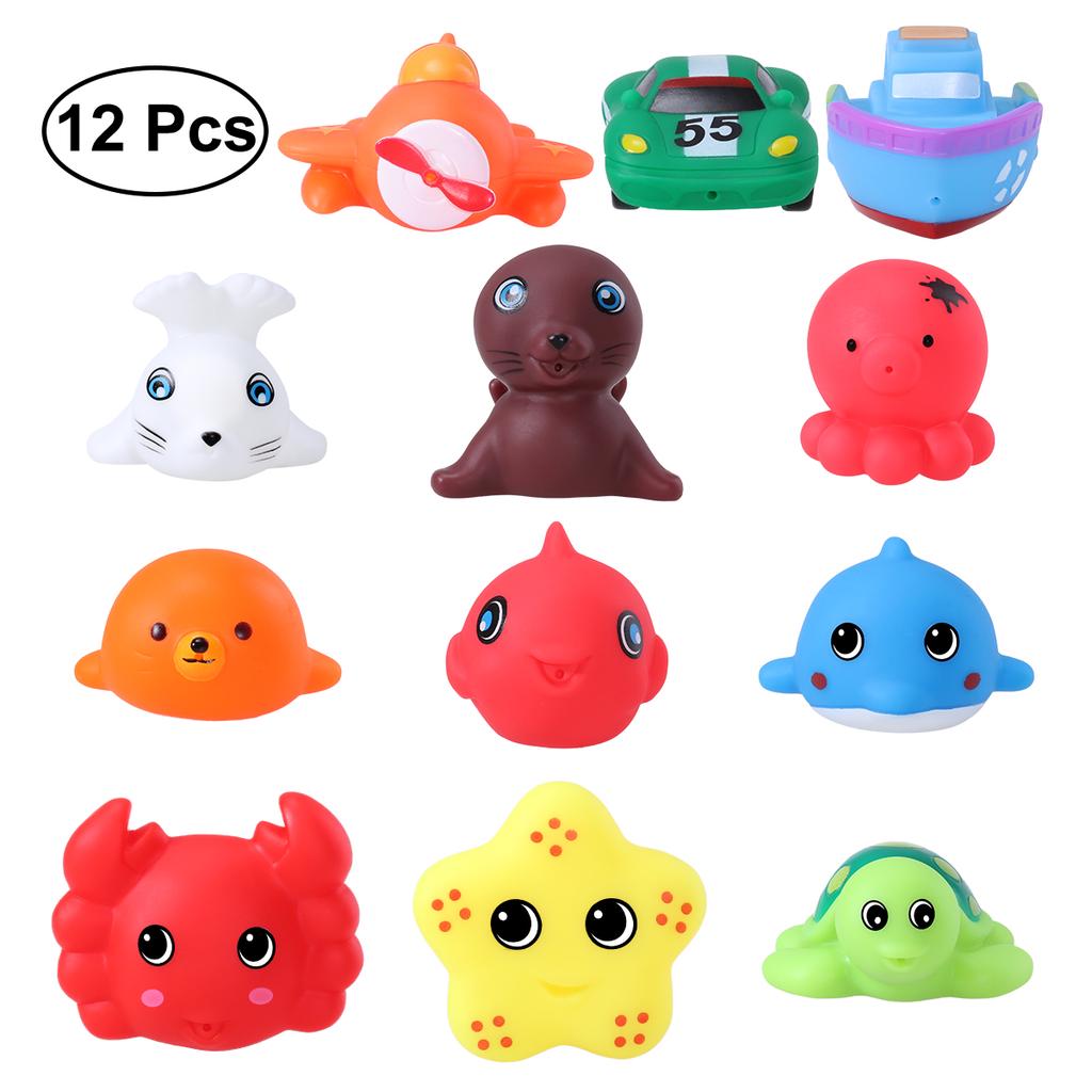 TOYMYTOY 12 Stk Badespielzeug Meer Tiere Fahrzeuge Wasser TOYMYTOY Kinder Baby Uhrwerk Spielzeug Schildkröte
