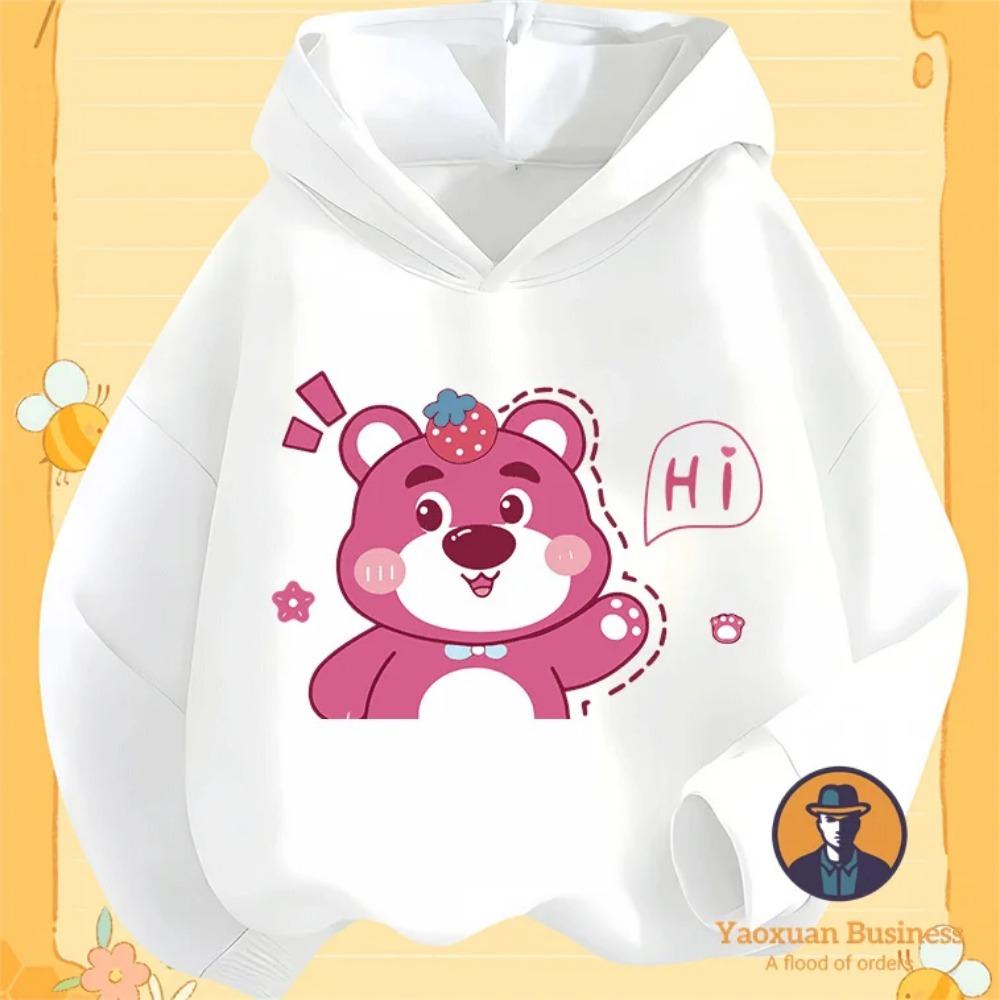 Fashion 2025 Hug Bear Boys' and Girls' Hoodies Cute Cartoon Print Windproof and Warm Autumn/Winter New Collection