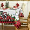 Christmas Gnome Truck Buffalo Plaid Tablecloth Party Decor Washable Xmas Snowflake Waterproof Tablecloth Christmas Decorations