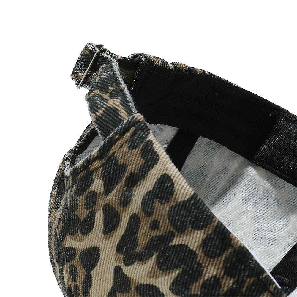 Vintage Leopard Print Baseball Cap for Women Men, Washed Cotton Adjustable Sun Hat Y2K Streetwear